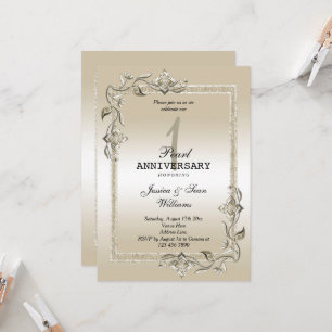 Pearl Gem & Glitzer 1. Hochzeitstag Einladung