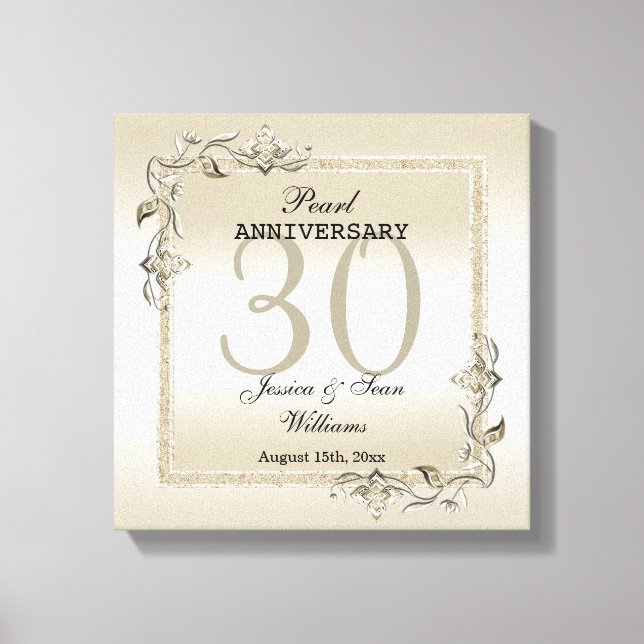 Pearl Gem & Glitzer 30. Hochzeitstag Leinwanddruck (Vorderseite)