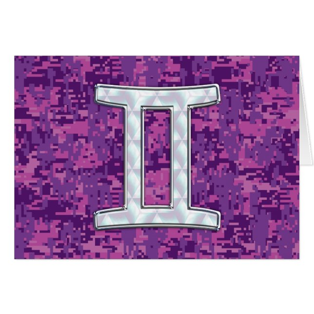 Pearl Gemini Zodiac Symbol auf Digital Camouflage (Vorderseite (Horizontal))