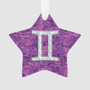 Pearl Gemini Zodiac Symbol auf Digital Camouflage Ornament