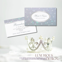 Pearl Glitzer Luminous Sparkling Stars Light Blue Visitenkarte