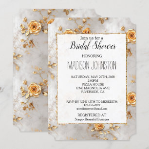 Pearl Gold Floral Wedding Brautparty Einladung
