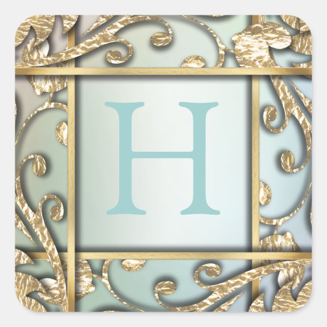 Pearl Gold Lattice Monogram Umschlag Aufkleber (Vorderseite)