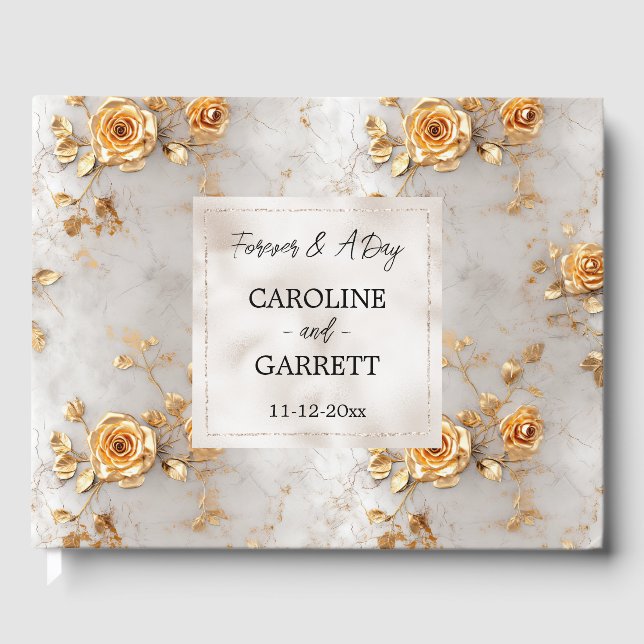 Pearl Gold Rose Hochzeit Gästebuch (Vorderseite)