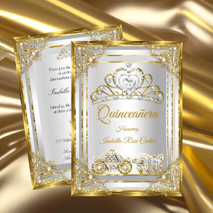Pearl Gold White Quinceanera Tiara Einladung