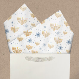 Pearl Gray Hanukkah Menorah Star von David Pattern Seidenpapier