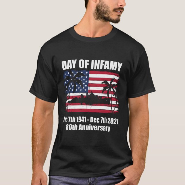 Pearl Harbor 80. Jubiläumsflagge T-Shirt (Vorderseite)