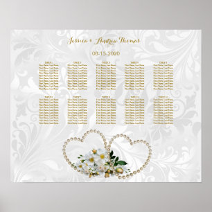 Pearl Hearts & Blume Damask Wedding Poster