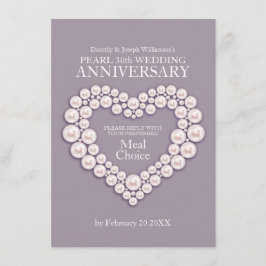 Pearl Hochzeitstag Menü Optionen Karte