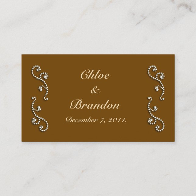 Pearl Icing auf der Mocha Wedding Website Card Begleitkarte (Vorderseite)