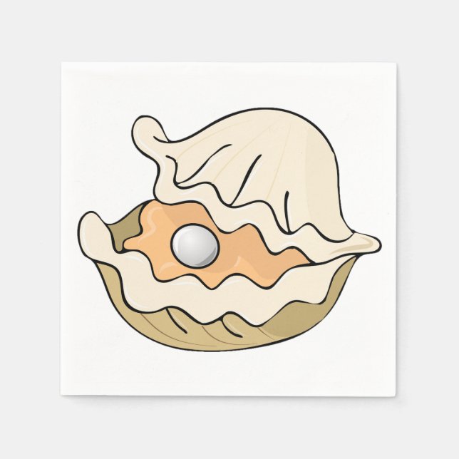 Pearl in einem Austernpapier Napkins Serviette (Vorderseite)