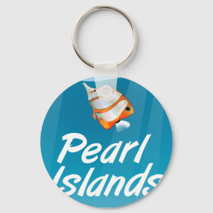 Pearl Islands Tropical Travel Poster. Schlüsselanhänger