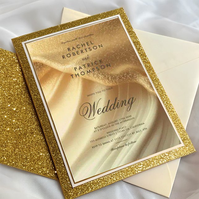 Pearl Ivory Glitzer Elegante Typografie Hochzeit Einladung (Von Creator hochgeladen)