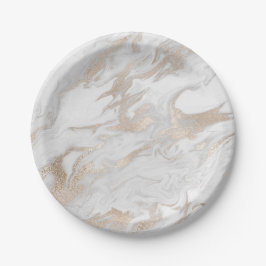 Pearl Ivory Titanium White Gold Marmor Party Vip Pappteller