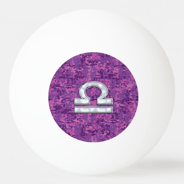 Pearl Libra Zodiac Sign auf Fuchsia Digital Camouf Tischtennisball (Vorderseite)