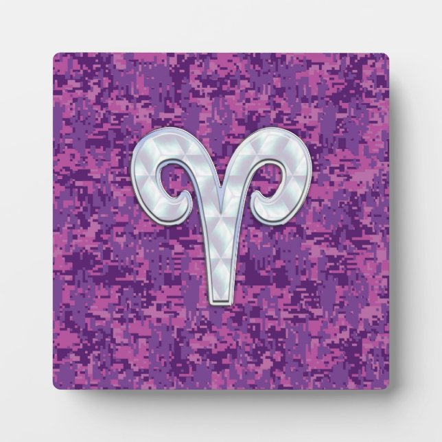 Pearl Like Aries Zodiac Symbol Digital Camouflage Fotoplatte (Vorderseite)