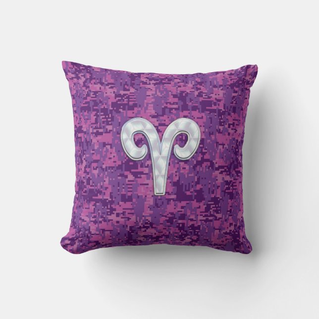Pearl Like Aries Zodiac Symbol Digital Camouflage Kissen (Vorderseite)