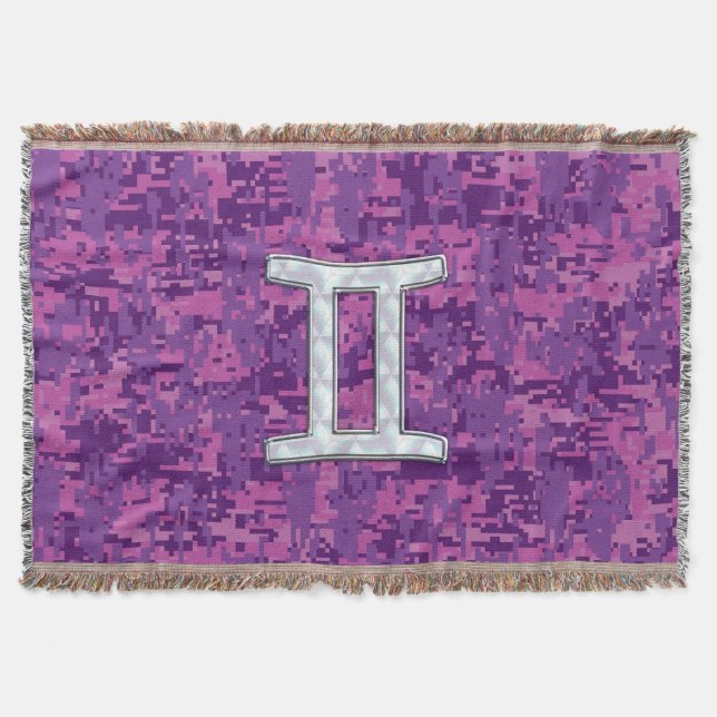 Pearl Like Gemini Zodiac Sign on Digital Camo Decke (Vorderseite)