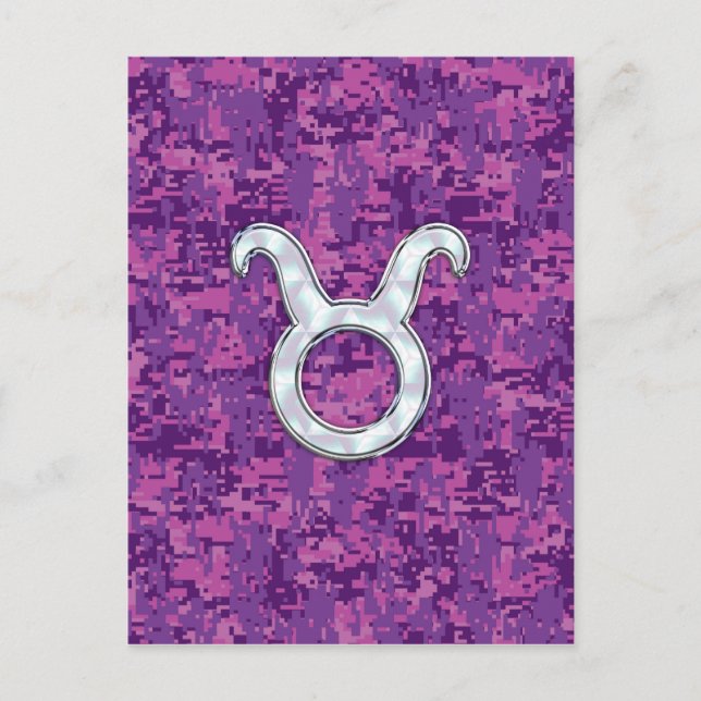 Pearl Like Taurus Zodiac Sign auf Pink Digital Cam Postkarte (Vorderseite)