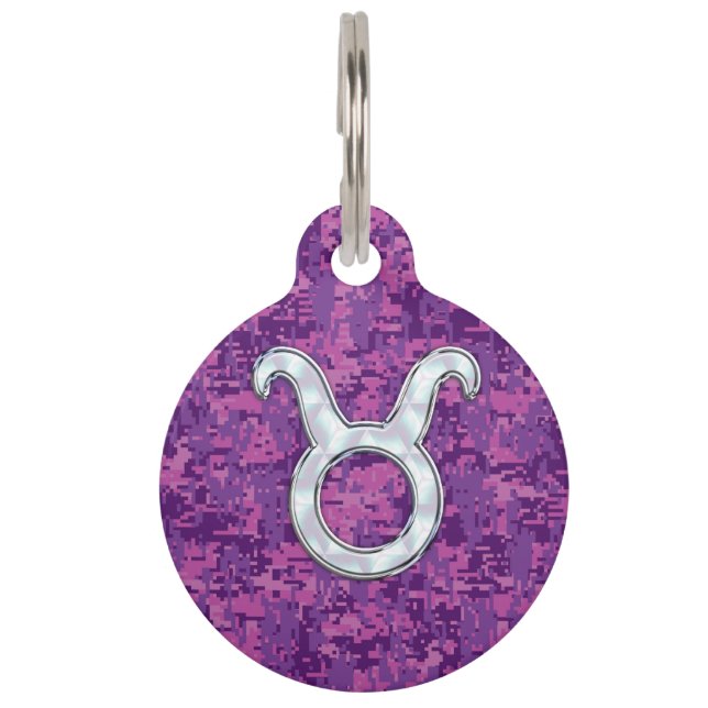 Pearl Like Taurus Zodiac Sign Fuchsia Digital Camo Tiermarke (Vorderseite)
