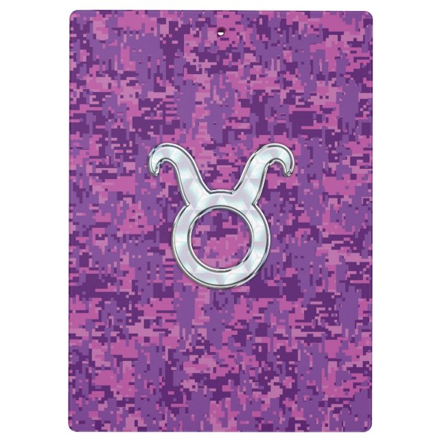 Pearl Like Taurus Zodiac Sign Fuchsia Digitale Cam Klemmbrett (Rückseite)