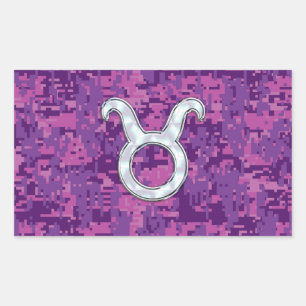 Pearl Like Taurus Zodiac Symbol on Digital Camo Rechteckiger Aufkleber