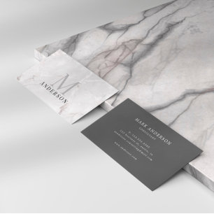 Pearl Marble Masculine Double Monogram Visitenkarte