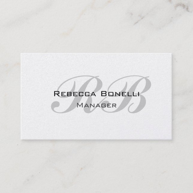 Pearl Monogram Script Manager Business Card Visitenkarte (Vorderseite)