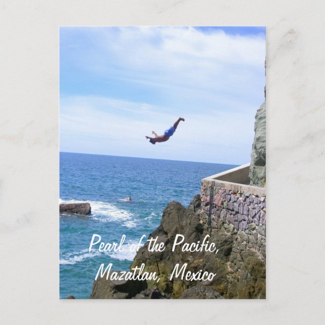 Pearl of the Pacific, Mazatlan Mexico Cliff Diver Postkarte (Vorderseite)