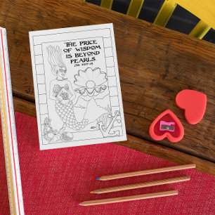 Pearl of Wisdom Mermaid Coloring Postcard
