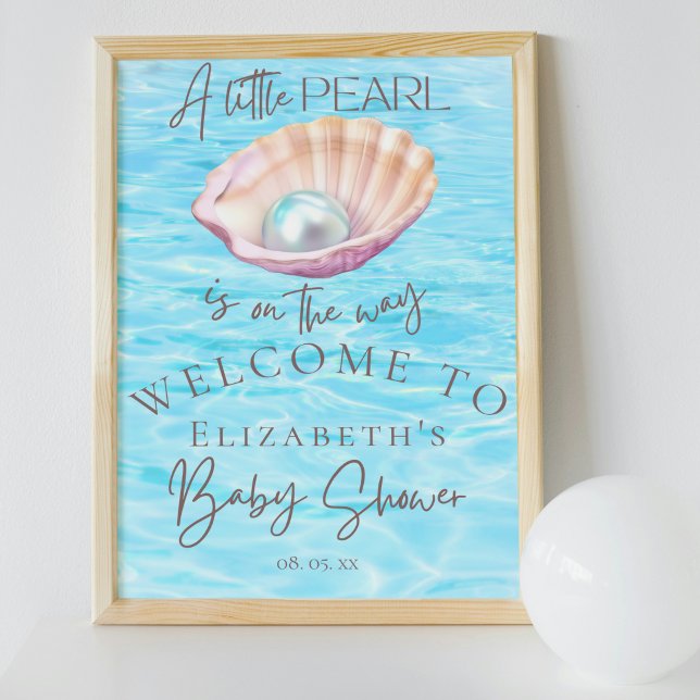 Pearl On Way Seashell Baby Dusche Empfang Poster (Von Creator hochgeladen)