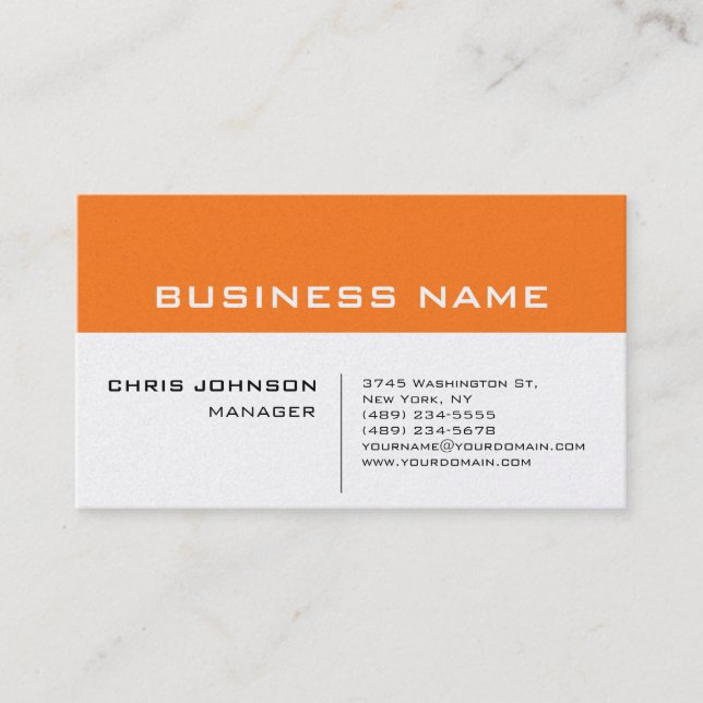 Pearl Orange White Modern Minimalistisch Visitenkarte (Vorderseite)