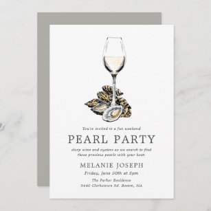 Pearl Party Celebration  Graustreifen Einladung