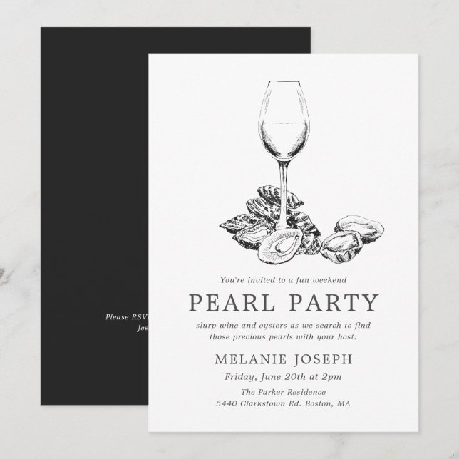 Pearl Party Probe Party Minimaler Stil Einladung (Vorne/Hinten)