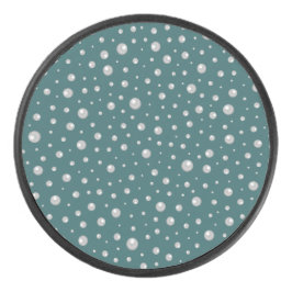 Pearl Pattern on Transformative Teal Background Eishockey Puck