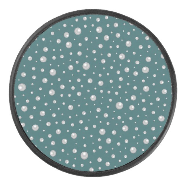 Pearl Pattern on Transformative Teal Background Eishockey Puck (Vorderseite)