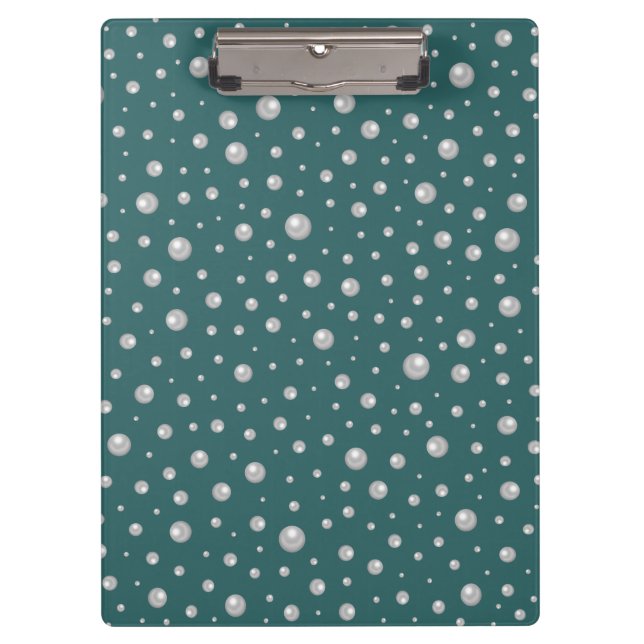 Pearl Pattern on Transformative Teal Background Klemmbrett (Vorderseite)