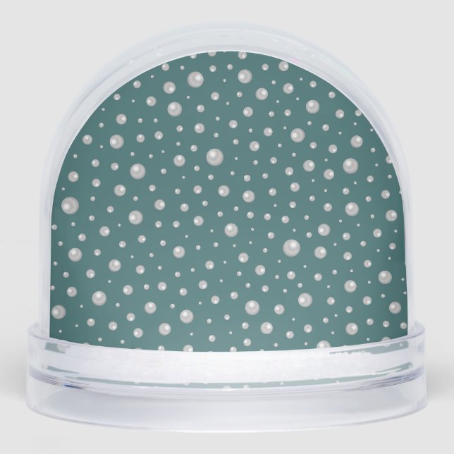 Pearl Pattern on Transformative Teal Background Schneekugeln (Vorderseite)