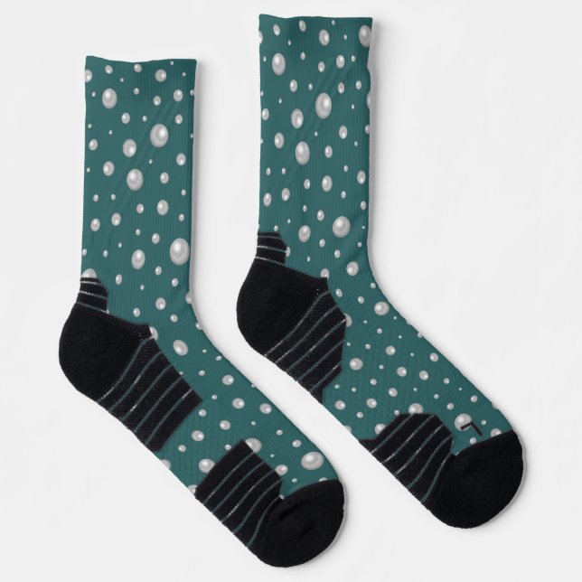Pearl Pattern on Transformative Teal Background Socken (Rechts)