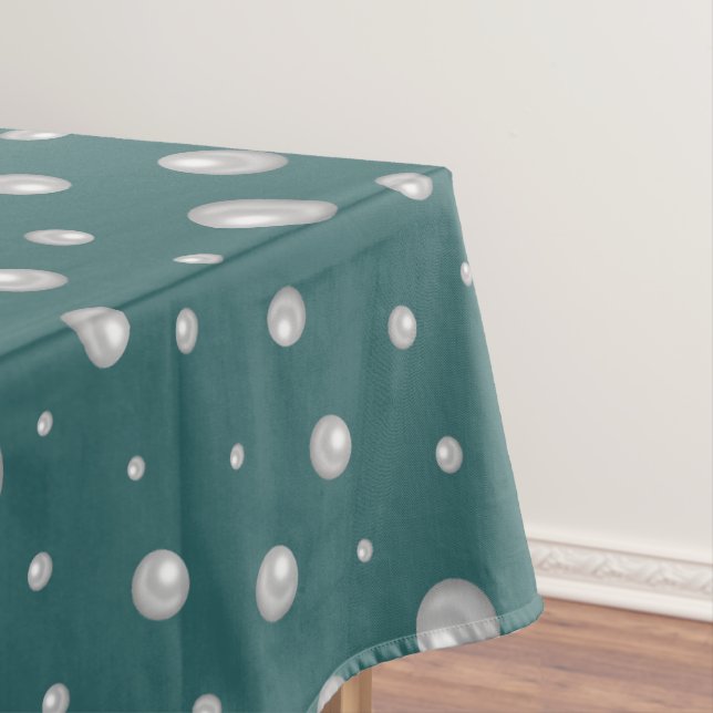 Pearl Pattern on Transformative Teal Background Tischdecke (Beispiel)