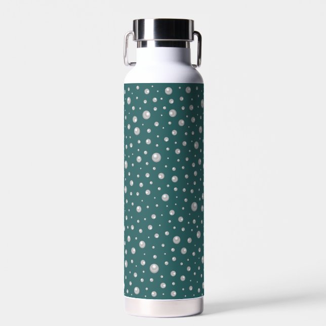 Pearl Pattern on Transformative Teal Background Trinkflasche (Vorne)