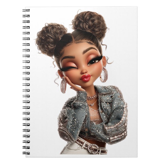  Pearl Pout Glam Girl Spiral Photo Notebook Notizblock (Vorderseite)