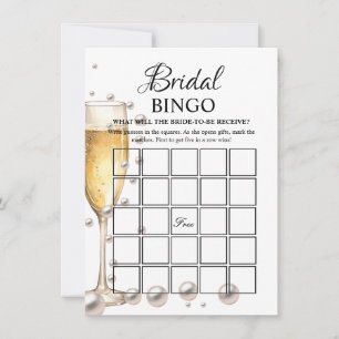 Pearl & Prosecco Brautparty-Bingo-Spielkarte Einladung