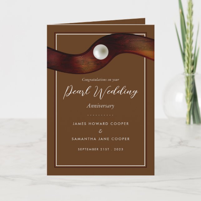 Pearl Ribbon, 30 Jahre Hochzeitstag Karte (Vorderseite)