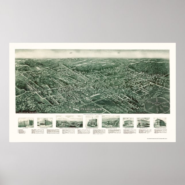 Pearl River, NY Panoramic Map - 1924 Poster (Vorne)