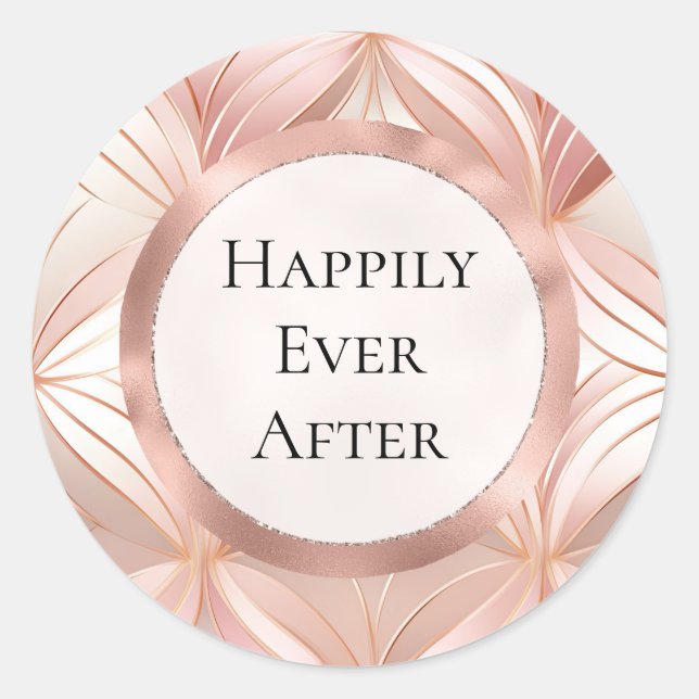 Pearl Rose Gold Wedding Runder Aufkleber (Vorderseite)