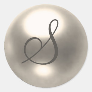 Pearl S monogram Hochzeitsstift Siegel Runder Aufkleber