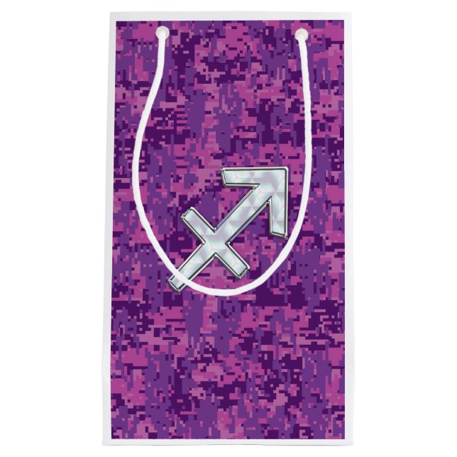 Pearl Sagittarius Zodiac Sign Fuchsia Digitale Cam Kleine Geschenktüte (Vorderseite)