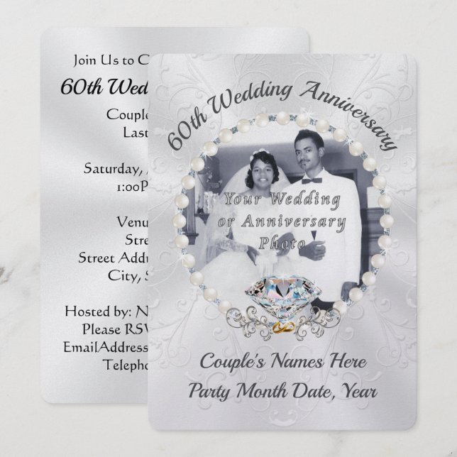 Pearl Shimmer Einladungen zum 60. Hochzeitstag (Vorne/Hinten)