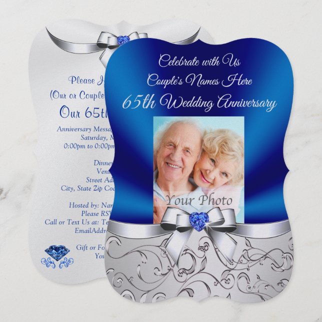 Pearl Shimmer Einladungen zum 65. Hochzeitstag (Vorne/Hinten)